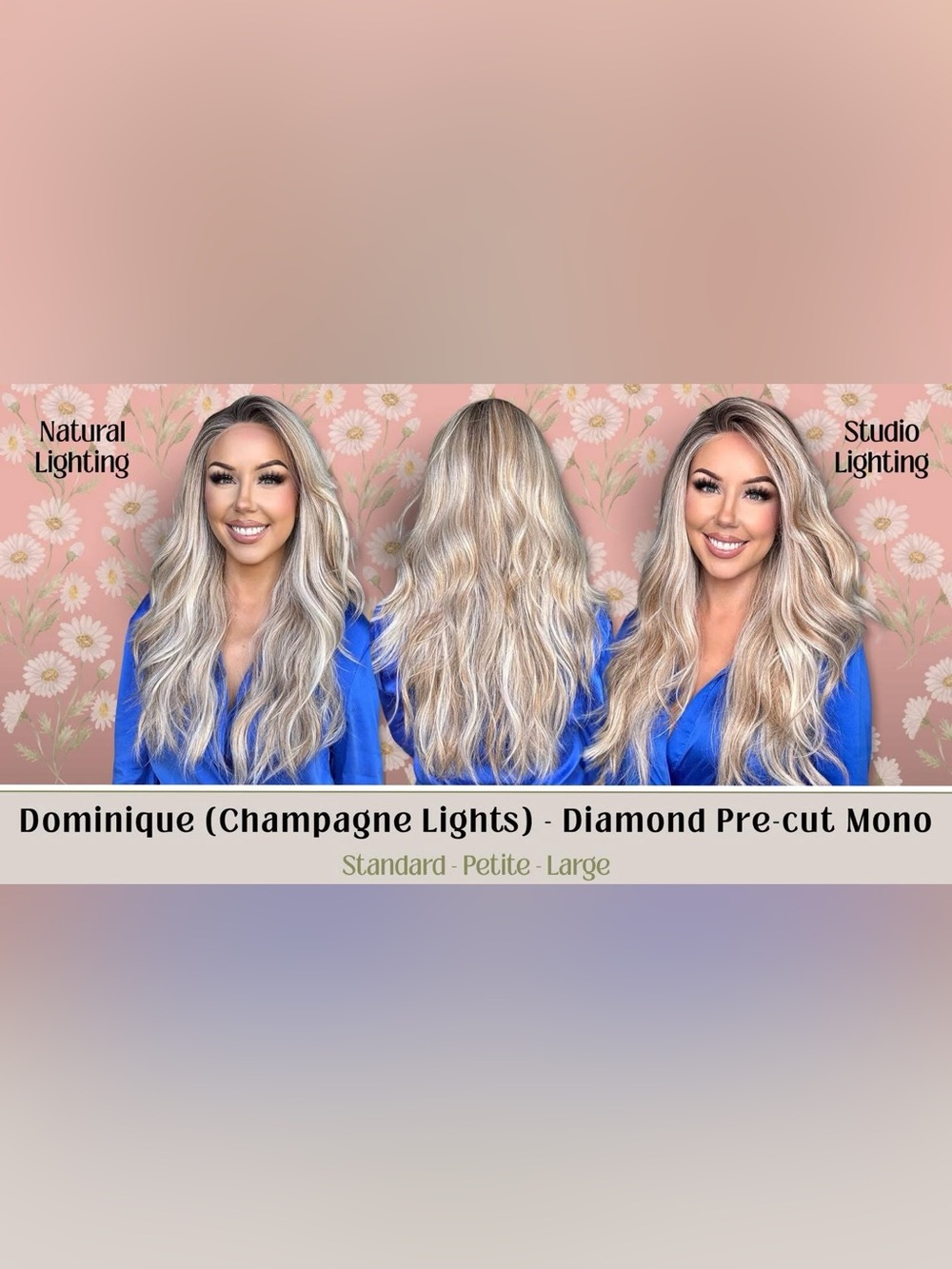Chelsey Smith Crowns Dominique (Champagne Lights) Blonde Blend Pre-Cut Mono Wig